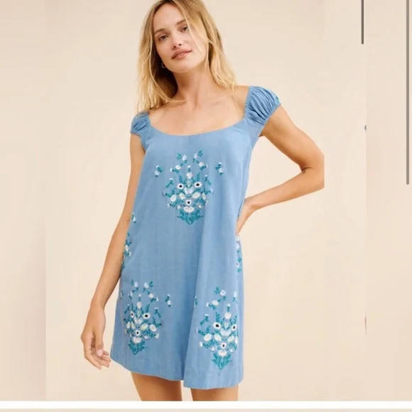 Free People | Dresses | Free People Blue Floral Embroidered Dress Mini | Poshmark Free People | Dresses | Free People Blue Floral Embroidered Dress Mini | Poshmark